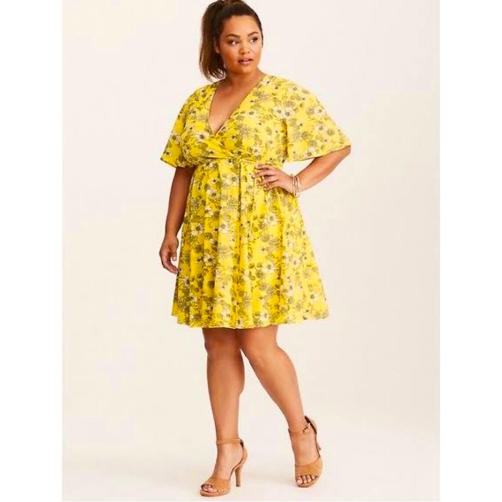 torrid Yellow Floral Wrap Dress